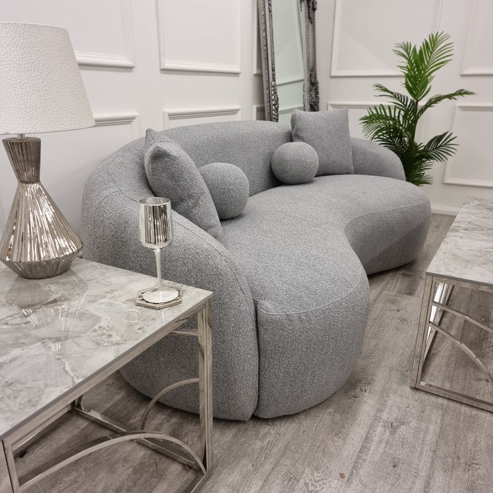 The Luxury Curved Ivy Boucle Sofa - Grey