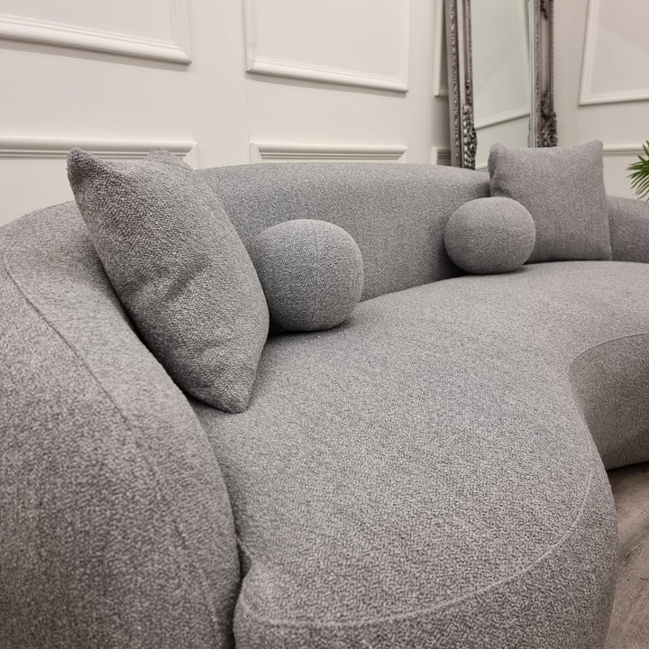 The Luxury Curved Ivy Boucle Sofa - Grey